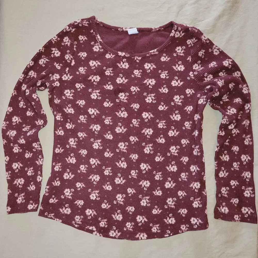 Old navy size L 10/12 ribbed floral Printed Knit longsleeve Shirt